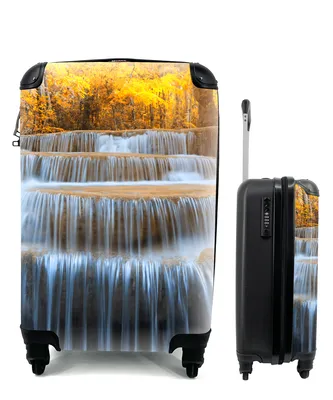 Produktbild von MuchoWow® Koffer Handgepäck Trolley Rollkoffer Kleine Reisekoffer mit 4 Rollen - Wasserfall - Natur - Bäume - Herbst - Landschaft - Cabin Size < 55x40x23 cm & 55x40x20 cm - Fotokoffer - Kabinenkoffer - Boardgepäck - Reise-Box - Reisekoffer - Reisegepäck - Koffer mit Bild - Trolley für Kinder
