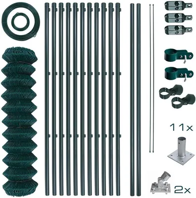Produktbild von Maschendrahtzaun Komplettset 1,25 x 25 m Zaunset Gartenzaun Aufschraubhülse Zaun