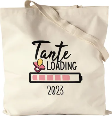 Produktbild von Tante Loading 2023 Jutebeutel Stoffbeutel Canvas für werdende Tanten zur Geburt Babynews Nichte Neffe Ich werde Tante Geschenk