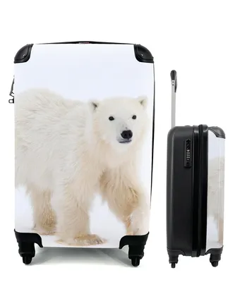 Produktbild von MuchoWow® Koffer Handgepäck Trolley Rollkoffer Kleine Reisekoffer mit 4 Rollen - Eisbär - Schnee - Weiß - Cabin Size < 55x40x23 cm & 55x40x20 cm - Fotokoffer - Kabinenkoffer - Boardgepäck - Reise-Box - Reisekoffer - Reisegepäck - Koffer mit Bild - Trolley für Kinder