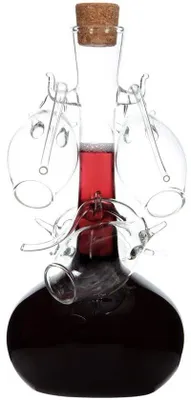 Immagine prodotto di Caraffa per acqua Famanu con 4 bicchieri - Soffiata a mano, trasparente, design elegante