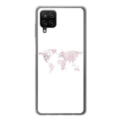 Produktbild von MuchoWow® Handyhülle Schutzhülle Hülle für Samsung Galaxy A12 Weltkarte - Marmor - Rosa Silikon Softcase Handy Hülle - Bild