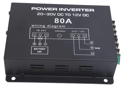 Obrázek produktu pro Snížovací měnič napětí 24 V DC na 12 V DC s regulací teploty pro osobní automobily, nákladní automobily, obytné vozy, SUV a autobusy, 80 A