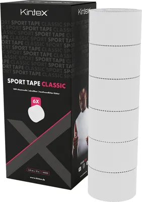 Produktbild von Kintex 6 Rollen Sport Tape 3,8cm x 10m, starrer Tapeverband Weiß