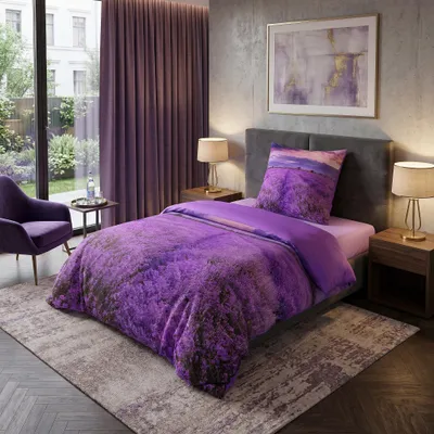 Produktbild von SANILO® Bettwäsche 135x200 cm, 100% feinste Baumwolle, 4-teilig, Bettbezug, Kissenbezug 80x80cm  - Lavendel