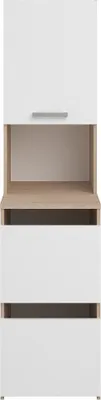 Produktbild von Badezimmerschrank mit Schränken und Einlegeböden - Natur hell und weiß - B 47 x H 184 cm - ERKANO