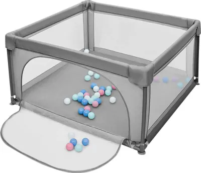 Produktbild von Baby Laufgitter faltbar 120x120cm Laufstall Absperrgitter mit 50 Spielbällen Dunkelblau
