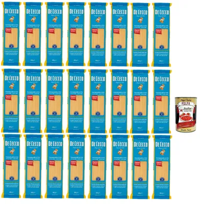 Produktbild von De Cecco Vermicelli Nr. 170, Pasta 24 x 500 g, langsames Trocknen, hochwertiges Hartweizengrieß, 14 min kochen (al dente 12), ideal für Tomatensoßen & Meeresfrüchte + Italian Gourmet Polpa 400g