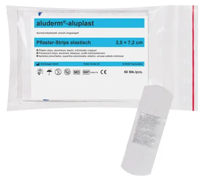 Produktbild von SÖHNGEN® 1009179 aluderm®-aluplast Pflaster-Stripes - elastisch, 2,5x7,2 cm, 50 Stück