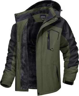 Produktbild von Herren Winter Skijacke Fleece Gefüttert Outdoor Softshelljacke Army XL
