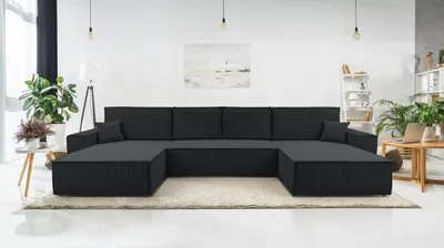 Produktbild von AX LIVING Grau Sofa U mit Schlaffunktion Cedria U Wohnlandschaft 389cm