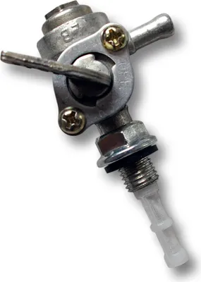 Produktbild von Wiltec Benzinhahn mit Benzinsieb für Stromerzeuger – Ersatzteil für Kraftstofftank – Kraftstoffschlauchanschluss 6 mm – Verschraubung AG M10 x 1,25 – silberfarben
