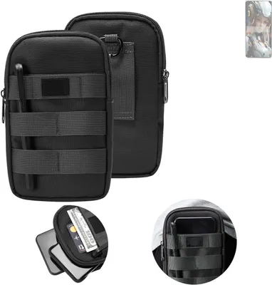 Produktbild von K-S-Trade Holster Gürtel Tasche kompatibel mit Cubot Max 5 Handy Tasche Schutz Hülle dunkel-grau viele Fächer, 1x
