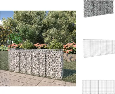 Produktbild von vidaXL Gabionenwand mit Abdeckung Verzinkter Stahl 200×20×85 cm -  Zaunfelder