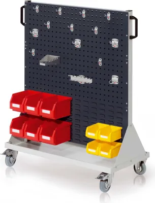 Produktbild von Kappes RasterMobil® mobiler Arbeitsplatzschrank Größe #3 1230x1000x500mm 4 Lochplatten 2 Schlitzplatten 31-teilig - anthrazitgrau