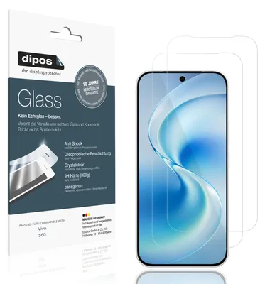 Produktbild von 2x Schutzfolie für Vivo S60 - Anti-Shock 9H Folie dipos Glass Kunststoffglas