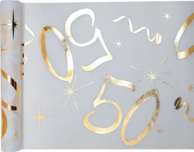 Produktbild von Tischläufer Vlies Zahl 50 gold Geburtstag 5 m Tischdekoration