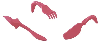 Produktbild von ObBabee Besteck-Set zum Erlernen des Essens, rosa, 3-teilig: Löffel, Gabel, Messer, ab 1 Jahr
