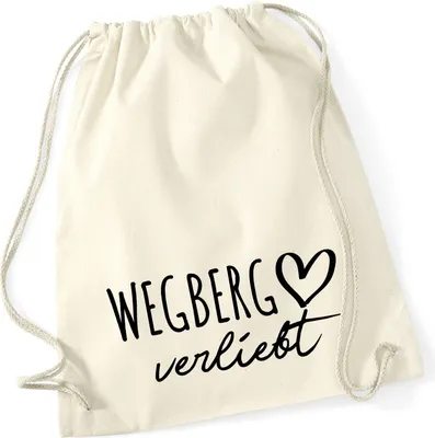 Produktbild von Huuraa Turnbeutel Wegberg verliebt 12 Liter Natural Baumwolle Rucksack Geschenkidee