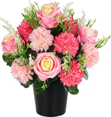 Image de Fleurs artificielles pour cimetière : chrysanthèmes et roses, 1 pièce, pour la décoration des tombes