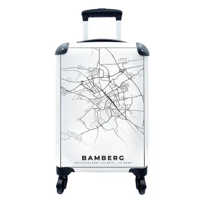 Produktbild von MuchoWow® Koffer Handgepäck Trolley Rollkoffer Kleine Reisekoffer mit 4 Rollen - Karte - Bamberg - Stadtplan - Cabin Size < 55x40x23 cm & 55x40x20 cm - Fotokoffer - Kabinenkoffer - Boardgepäck - Reise-Box - Reisekoffer - Reisegepäck - Koffer mit Bild - Trolley für Kinder