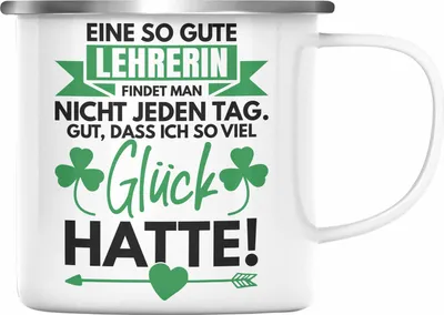 Produktbild von Trendation - Lehrerin Abschiedsgeschenk Emaille Tasse Geschenk zum Abschied Klassenlehrerin Beste Lehrerin Geschenkidee (Silber)