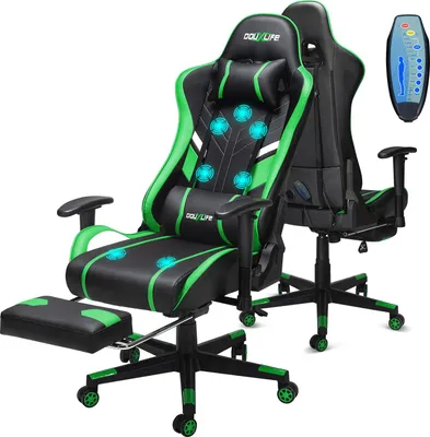Zdjęcie produktu dla Fotel gamingowy Douxlife® GC-RC03 ergonomiczny fotel biurowy do masażu z oparciem, zielony