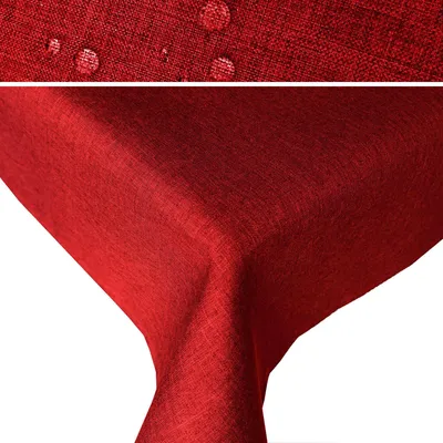 Produktbild von LEINEN Optik eckig 160x260 ROT Tischdecke Fleckschutz Lotuseffekt