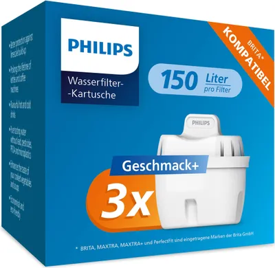 Zdjęcie produktu dla Philips Aqua 3-pak wymiennych wkładów filtrujących - kompatybilny z Brita