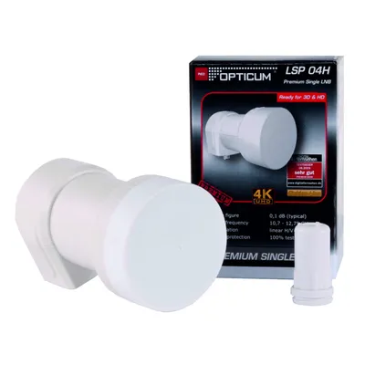 Obrázek produktu pro RED OPTICUM LSP 04H LNB Single I Digitální LNB Single odolný proti teplu a chladu s šumovým číslem pouze 0,1 dB včetně pouzdra s ochranou proti povětrnostním vlivům I Připraven na Full HD - 3D - UHD - 4K
