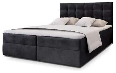 Produktbild von Masseno Boxspringbett GLOS K 160x200 cm Komplett-Set mit Bonell Matratze und Topper, Polsterbett mit Bettkästen -Schwarz, KRONOS 07