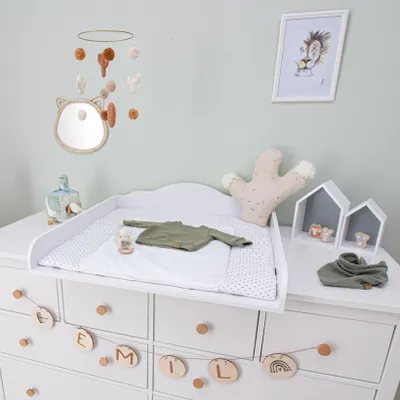 Produktbild von Puckdaddy Wickelaufsatz Emil 160x80x15 cm aus Holz in Weiß für IKEA Hemnes Kommoden
