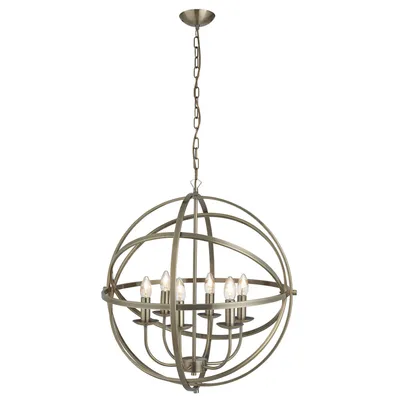 Produktbild von Kronleuchter Industrial-Nordic Orbita Stahl-Messing 6 Lichter E14