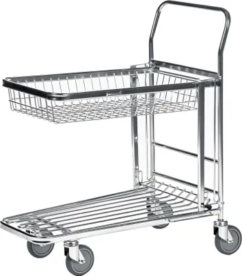 Produktbild von Rollcart C+C Wagen mit 2 Ladeflächen 750x350 / 670x310x120mm Rohr/Draht