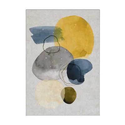 Produktbild von Abstrakter Teppich, digital bedruckt - 80x150 cm rutschhemmend, Polyester-Samt, waschbar