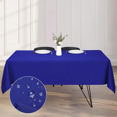Obrázek produktu pro Modrá obdélníková ubrus, rozměry 137 x 200 cm, voděodolná, vhodná pro 6-8 osob