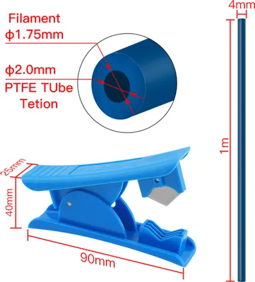 Obrázok produktu pre DVA TREES 3D tlačiareň Kit PTFE hadice potrubia 40cm pre 1,75mm filament s PTFE trubice Cutter 2ks PC4-M6 pneumatické spojky 2ks PC4-M10 pneumatické spojky Hotend ponožky Blue Kompatibilné s Ender3/3S 3D tlačiarne Creality Ender 3 V2/ Ender 3/ Ender 3 Pro/Ender 5/ CR-10/10S