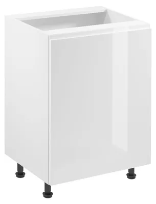 Obrázok produktu pre Dolná jednodverová skrinka ARBOR - šírka 60 cm, lesklá biela / biela, pravé prevedenie