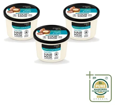 Productafbeelding van 3 x Biologisch haarmasker Argan & Amla - Herstellend - 250 ml - Voordeelverpakking - 3 stuks
