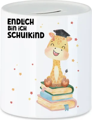 Produktbild von Endlich bin ich Schulkind Spardose Schulanfang Giraffe Einschulungs-Geschenk