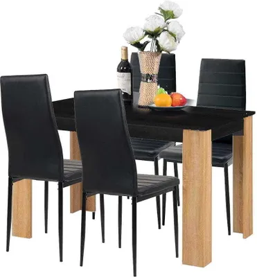 Produktbild von Modernes Esszimmer-Set Küche Tisch Und 4 Stühle Viki Schwarz/Sonoma