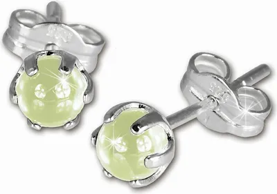 Produktbild von SilberDream Ohrstecker für Damen 925 Silber grün Kugel Ohrringe 4mm SDO533L