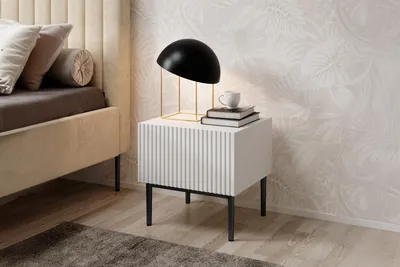 Zdjęcie produktu dla STOLIK NOCNY ZESTAW 2 SZT szafki nocne glamour biały NAKASTLIK do sypialni