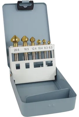 Produktbild von Kegelsenker HSS 6tlg. Satz 6,3-20,5mm Senker Kegelbohrer Versenker Entgrater