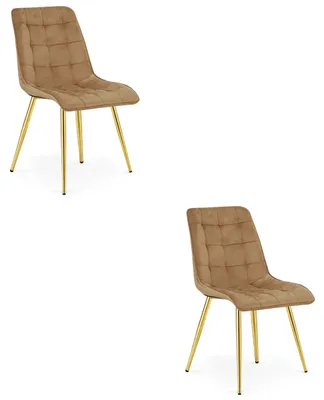 Imagen del producto de Sillón - Leobert - Dos piezas - Terciopelo marrón / Patas doradas - Juego de 2