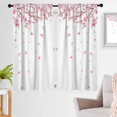 Blumen-Vorhang 107x160 cm, 2 Paneele, Kirschblüten-Design