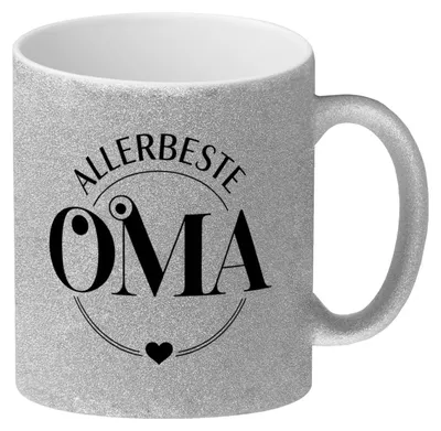 Produktbild von Für die Beste Oma Herz Glitzer-Kaffeebecher für Muttertag