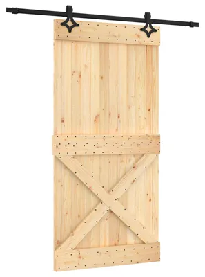 Obrázok produktu pre vidaXL Posuvné dvere v prírodnej a čiernej farbe, 100 x 210 cm, masívna borovica