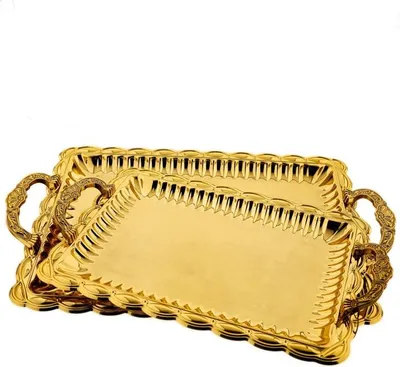 Immagine prodotto di set di 2 vassoi da portata in acciaio inossidabile 18/10 di alta qualità - Oro elegante e resistente