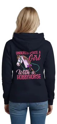Produktbild von Spreadshirt Never Underestimate A Girl With A Hobbyhorse Damen Hoodie, L, Navy